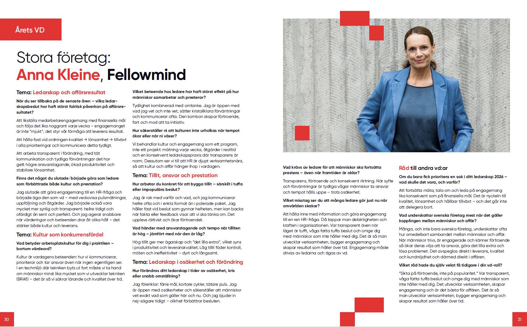 Anna Kleine, Årets VD